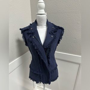 Rebecca Taylor Slub Tweed Vest Size 0, Blueberry color